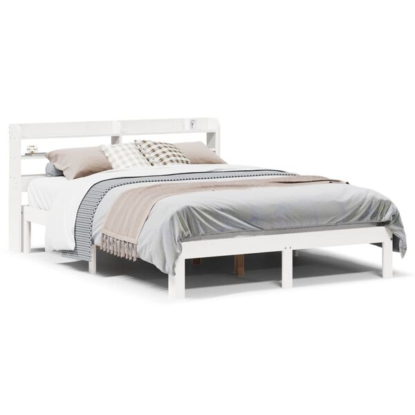 vidaXL Estrutura de cama c/ cabeceira sem colch&atilde;o 160x200 cm branco