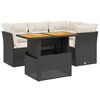 vidaXL 5 pcs conjunto sof&aacute;s de jardim com almofad&otilde;es vime PE preto