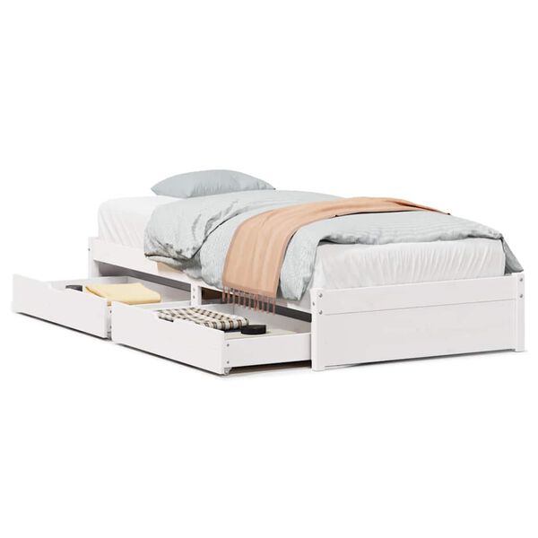 vidaXL Cama sem colch&atilde;o 90x190 cm madeira de pinho maci&ccedil;a branco