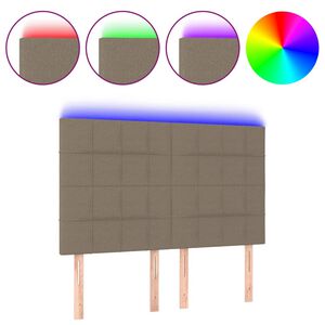 vidaXL Cabeceira cama c/ LED tecido 144x5x118/128 cm cinza-acastanhado