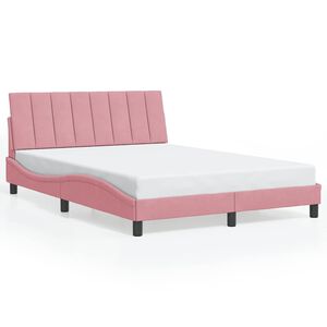 vidaXL Estrutura de cama sem colch&atilde;o Hanko 120x200 cm veludo rosa