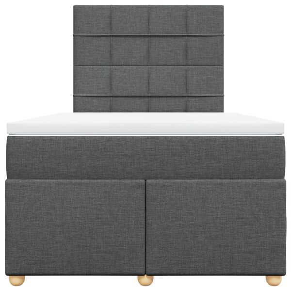 vidaXL Cama boxspring com colch&atilde;o 120x190 cm tecido cinzento-escuro
