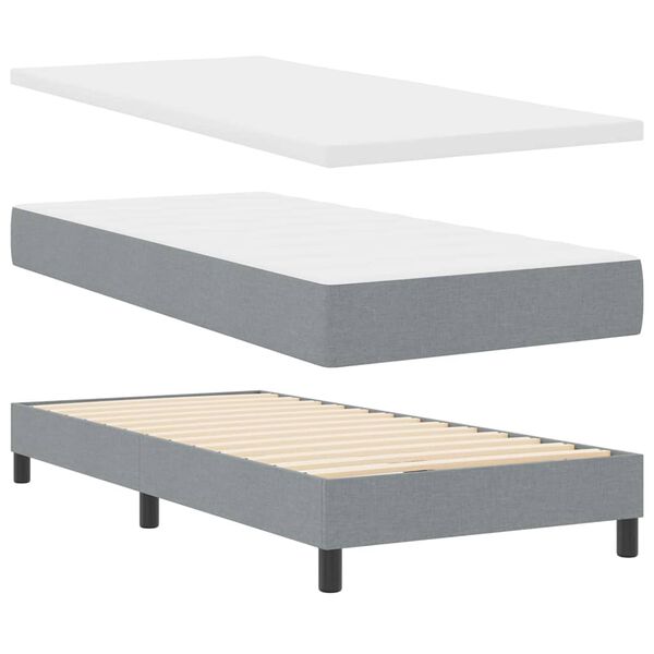 vidaXL Cama Box com colch&atilde;o Cinzento-claro 100 x 200 cm tecido
