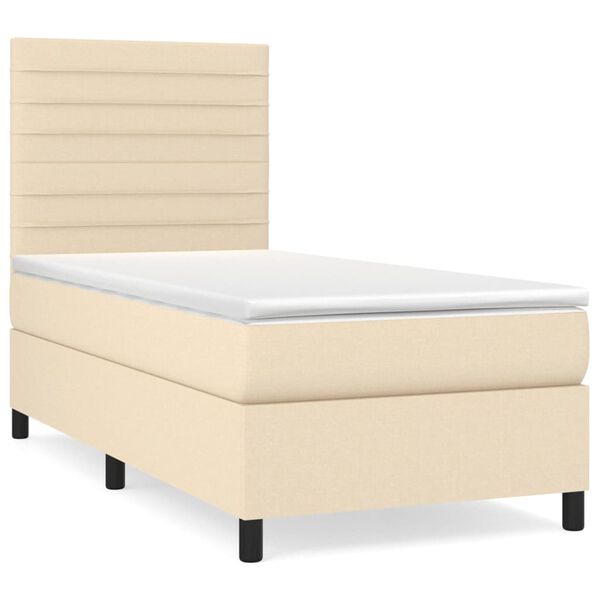 vidaXL Cama com molas/colch&atilde;o 80x200 cm tecido cor cr&egrave;me