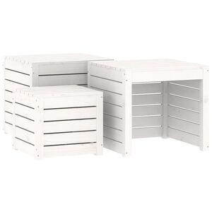 vidaXL 3 pcs conjunto de caixas de jardim pinho maci&ccedil;o branco