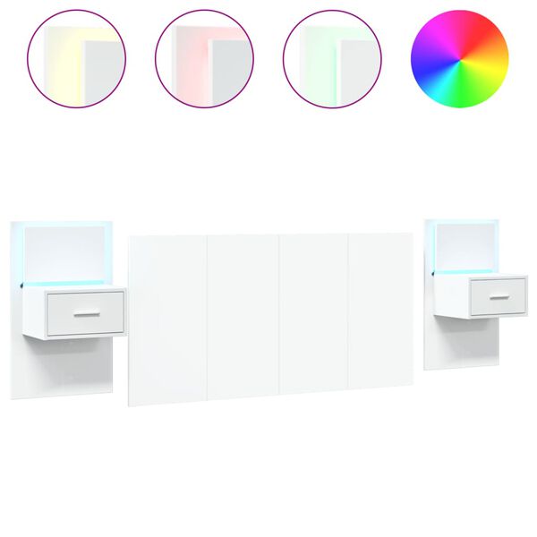 vidaXL Cabeceira de cama c/ armários 160cm derivados de madeira branco