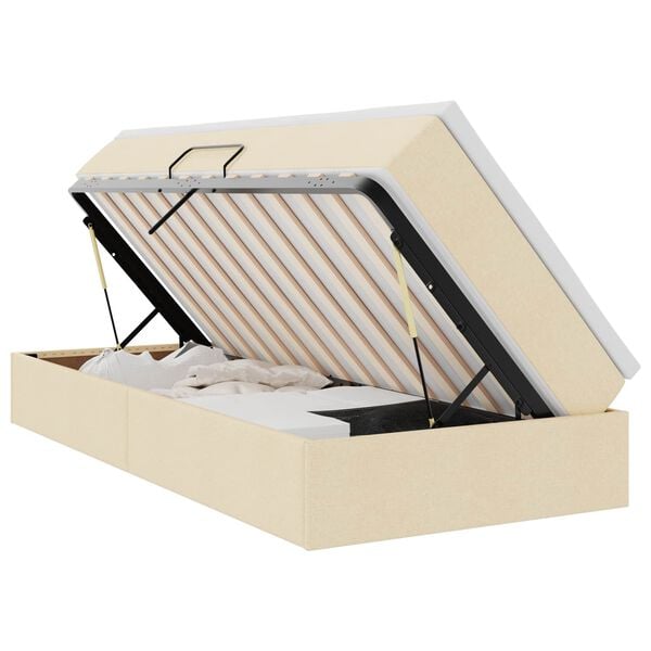 vidaXL Cama com arruma&ccedil;&atilde;o e colch&atilde;o Creme 90 x 190 cm Poli&eacute;ster