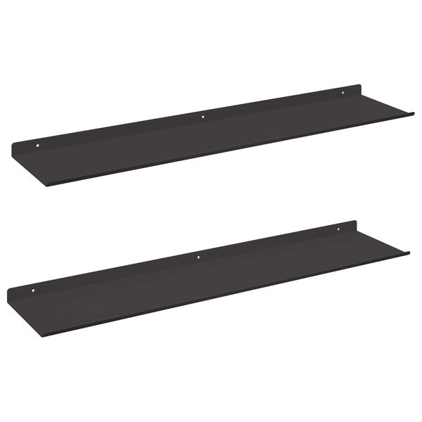 vidaXL Prateleira Flutuante 2 pcs Preto 80 x 18 x 2,5 cm A&ccedil;o