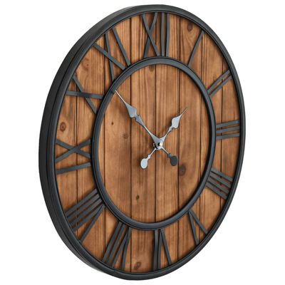 vidaXL Relógio de parede c/ movimento quartzo madeira e metal 60cm XXL