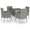vidaXL 5 pcs conjunto de jantar para jardim vime PE antracite
