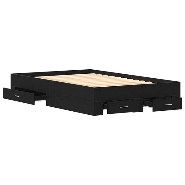 vidaXL Estrutura de Cama com Gavetas Carvalho preto 120 x 190 cm
