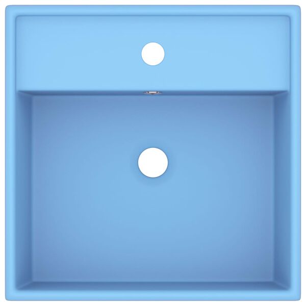 vidaXL Lavat&oacute;rio luxuoso quadrado 41x41 cm cer&acirc;mica azul-claro mate