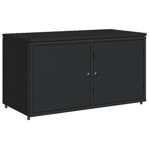vidaXL Arm&aacute;rio de arruma&ccedil;&atilde;o para jardim 110x55x60,5 cm vime PE preto