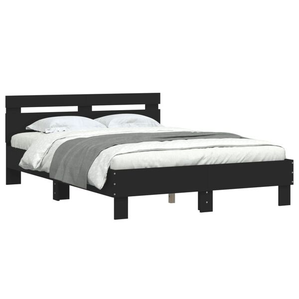 vidaXL Estrutura cama c/ cabeceira 120x190 cm derivados madeira preto