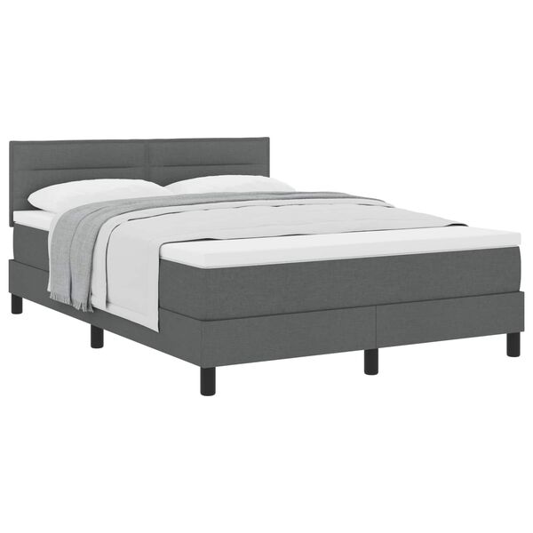 vidaXL Cama Box com colch&atilde;o Cinza Escuro 160 x 200 cm tecido