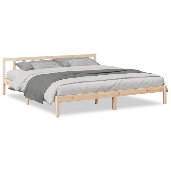 vidaXL Cama extra longa sem colch&atilde;o 200x220 cm madeira de pinho maci&ccedil;a