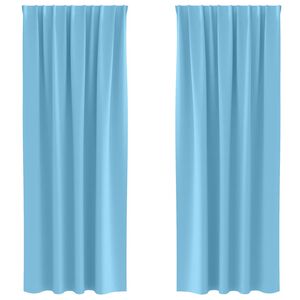 vidaXL Cortinas Blackout com Argolas 2 pcs Azul Claro 225 x 140 cm