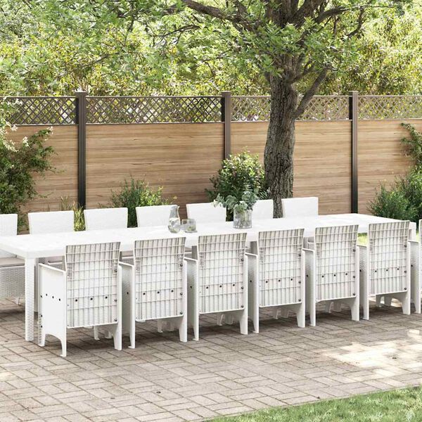 vidaXL Conjunto de Jantar para Jardim com Almofadas 15 pcs Branco PP
