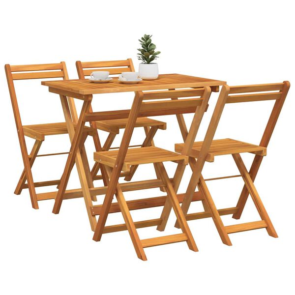 vidaXL Conjunto bistro 5 pcs &Oacute;leo Natural Madeira S&oacute;lida de Ac&aacute;cia