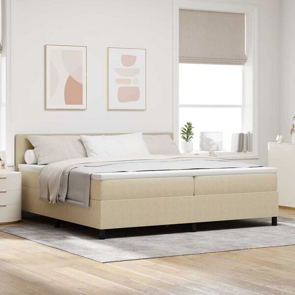 vidaXL Cama Box com cabeceira Cinza Claro e Branco 200 x 200 cm
