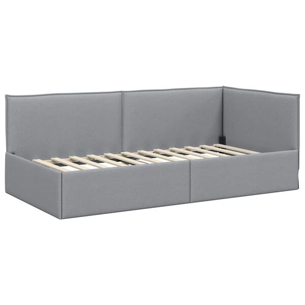 vidaXL Estrutura de Cama de Canto Cinzento-claro 90 x 190 cm Veludo