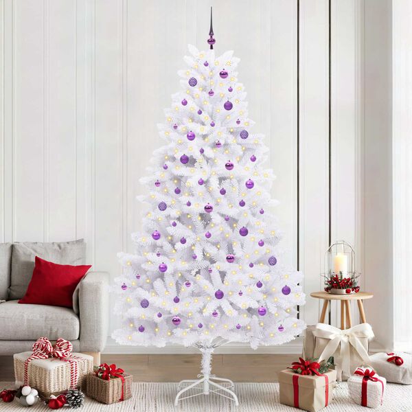 vidaXL &Aacute;rvore de Natal Articulada Artificial Branco 240 cm PVC e A&ccedil;o