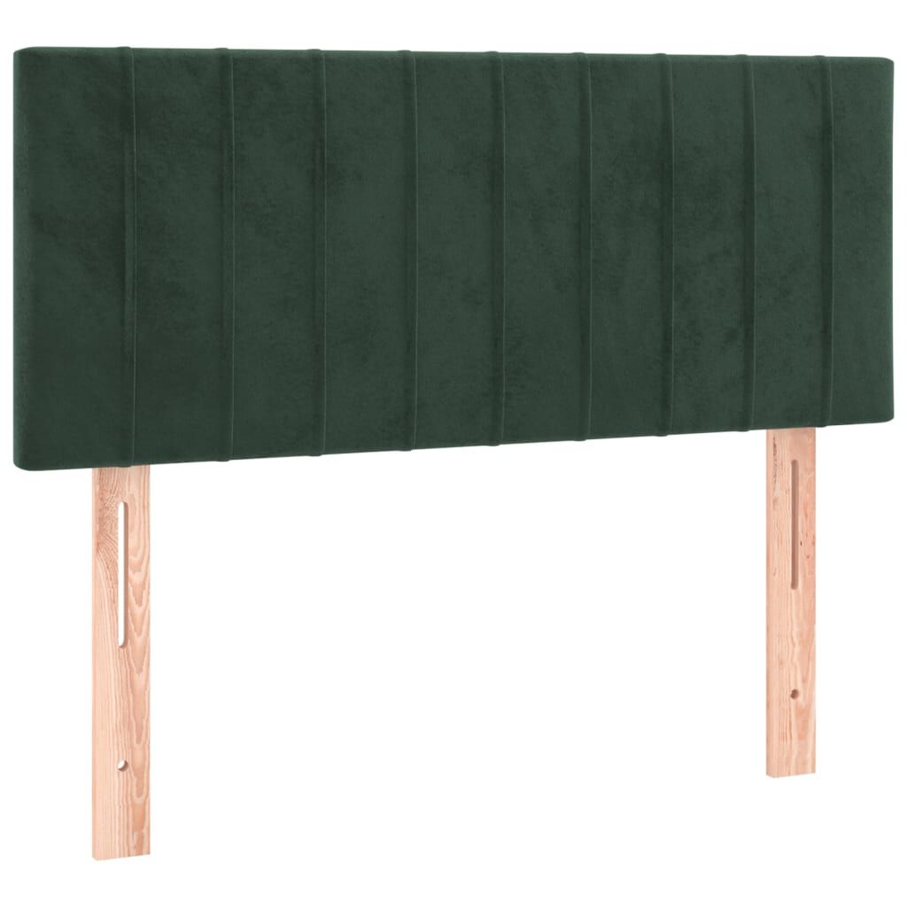 vidaXL Cama com molas/colchão 100x200 cm veludo verde-escuro
