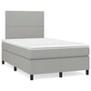 vidaXL Cama box spring c/ colch&atilde;o e LED 120x190 cm tecido cinza-claro