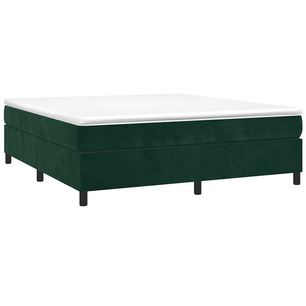 vidaXL Estrutura de cama com molas 180x200 cm veludo verde-escuro