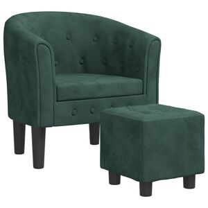 vidaXL Poltrona com apoio de p&eacute;s veludo verde-escuro