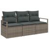 vidaXL Conjunto de Sof&aacute; de Jardim com almofada 3 pcs Cinzeto vime PE