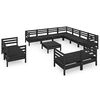 vidaXL 12 pcs conjunto lounge de jardim pinho maci&ccedil;o preto