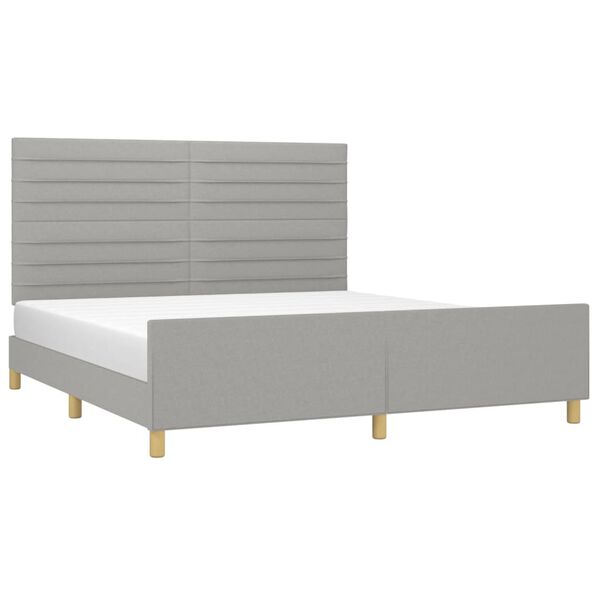 vidaXL Estrutura de cama sem colch&atilde;o 160x200 cm tecido cinzento-claro