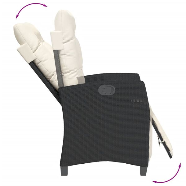 vidaXL 3 pcs conjunto de jantar p/ jardim c/ almofad&otilde;es vime PE preto