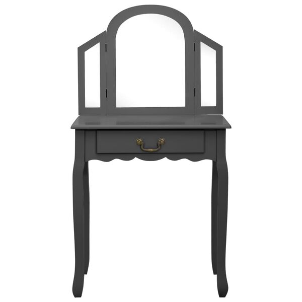 vidaXL Toucador c/ banco 65x36x128 cm MDF e madeira paulownia cinzento