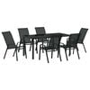 vidaXL Conjunto de Jantar para Jardim 7 pcs Preto