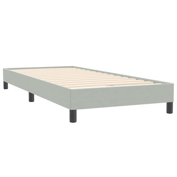 vidaXL Cama com molas/colch&atilde;o cinzento-claro 90x220 cm veludo