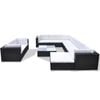 vidaXL 10 pcs conjunto lounge de jardim c/ almofad&otilde;es vime PE preto