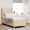 vidaXL Cama Box Springs com Colch&atilde;o Cinza Escuro 90x190 cm Creme