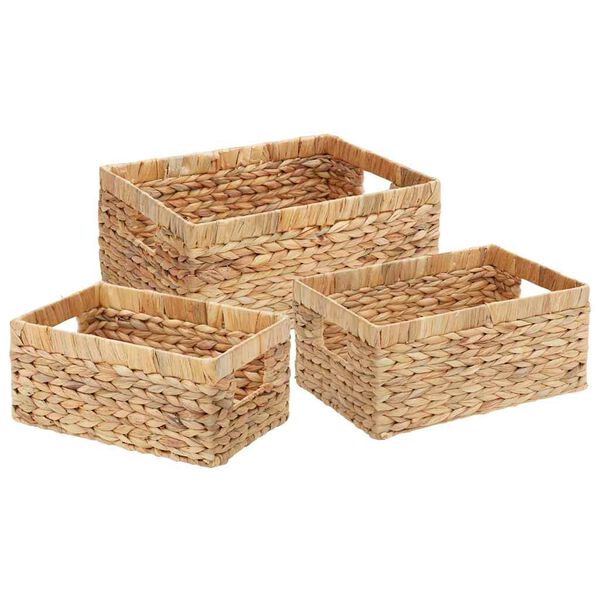 vidaXL Cestos de Armazenamento 3 pcs Natural 40 x 30 x 18 cm