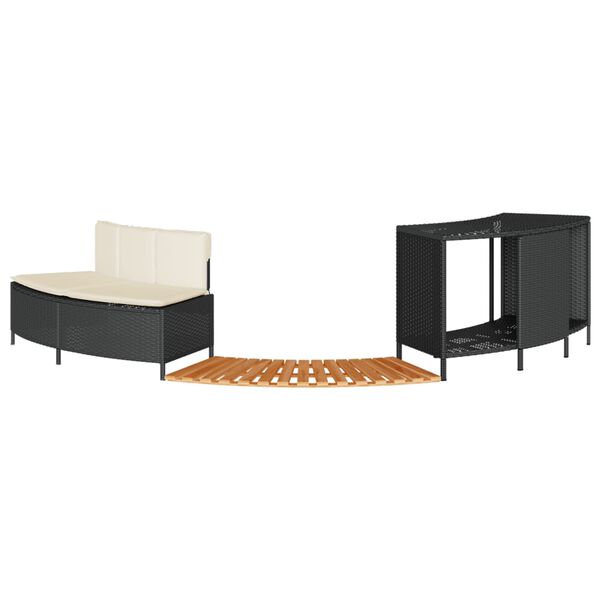 vidaXL Contorno de banheira vime PE e madeira de ac&aacute;cia maci&ccedil;a preto