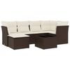 vidaXL 7 pcs conjunto de sof&aacute;s jardim c/ almofad&otilde;es vime PE castanho