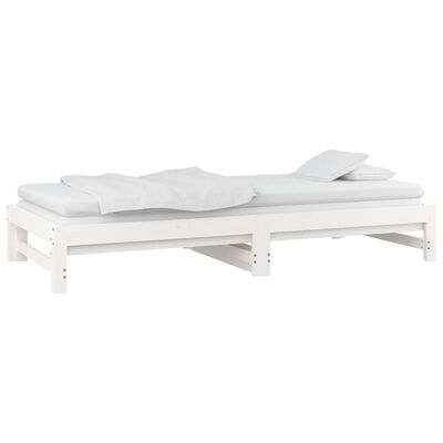 vidaXL Sofá-cama de puxar 2x(80x200) cm pinho maciço branco