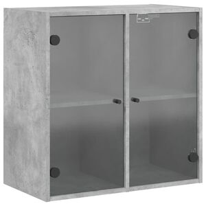 vidaXL Arm&aacute;rio de parede c/ portas de vidro 68x37x68,5cm cinza cimento