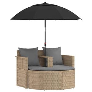 vidaXL Sof&aacute; de jardim 8 unid. vime PE Bege e Cinza Claro