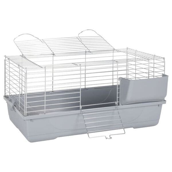 vidaXL Gaiola pequena p/ animais 80x45x39 cm polipropileno/metal cinza