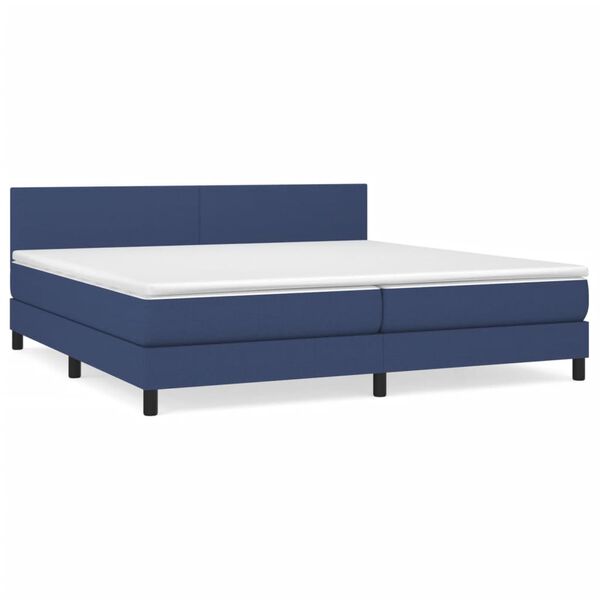 vidaXL Cama com molas/colch&atilde;o 200x200 cm tecido azul