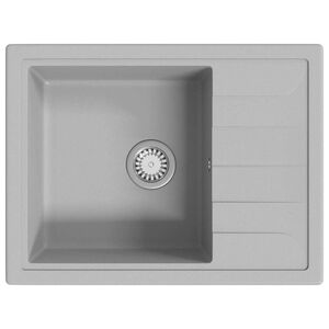 vidaXL Lava-lou&ccedil;a cozinha orif&iacute;cio extravasamento oval granito cinza