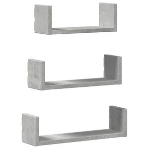 vidaXL Prateleira de parede 3pcs derivados de madeira cinzento cimento