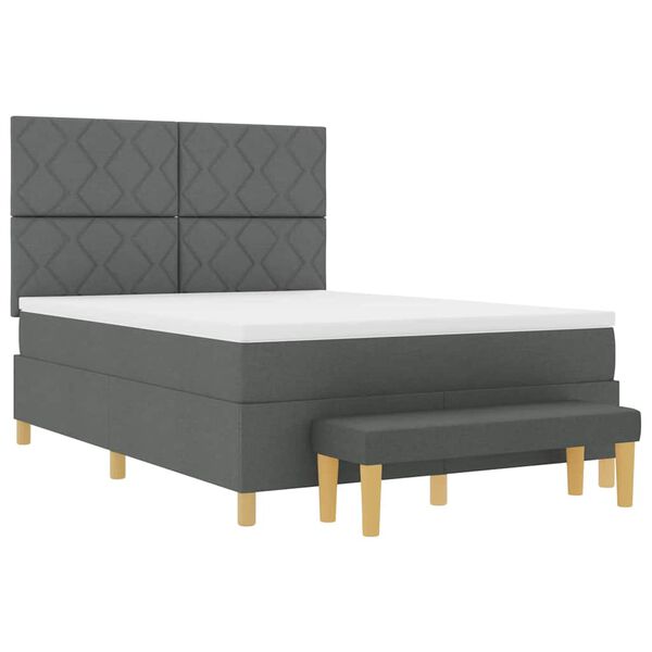 vidaXL Cama Box com colch&atilde;o Cinzento escuro 160 x 200 cm tecido